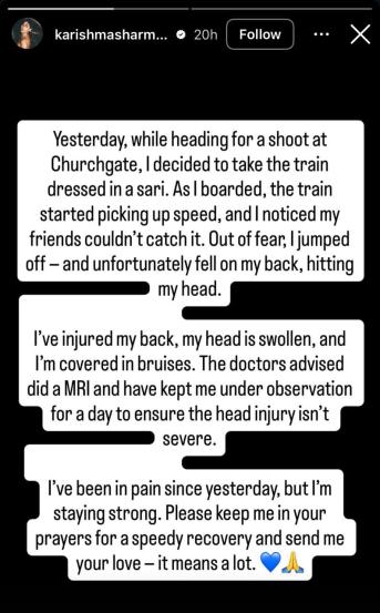 actress karishma sharma jumps from local train