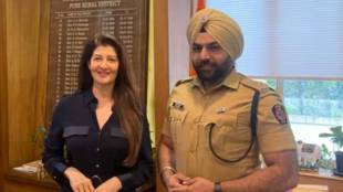 Sangeeta Bijlani met Sandeep Singh Gill, Superintendent of Police, Pune Rural, last week. (Express Photo)