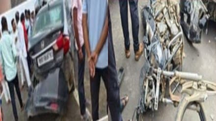 buldhana yerli father killed son injured car bike accident