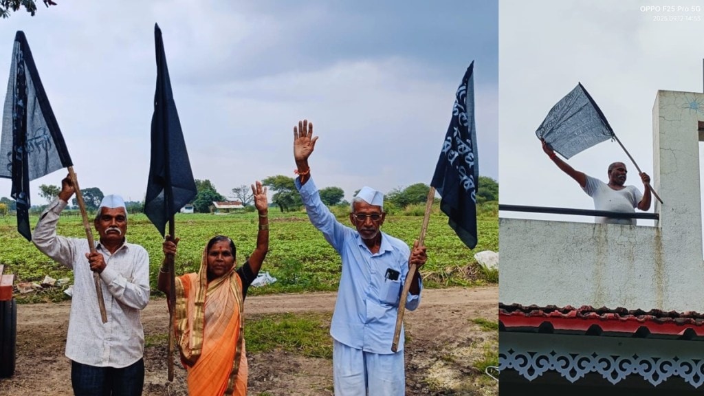 nashik farmers put black flags on their homes