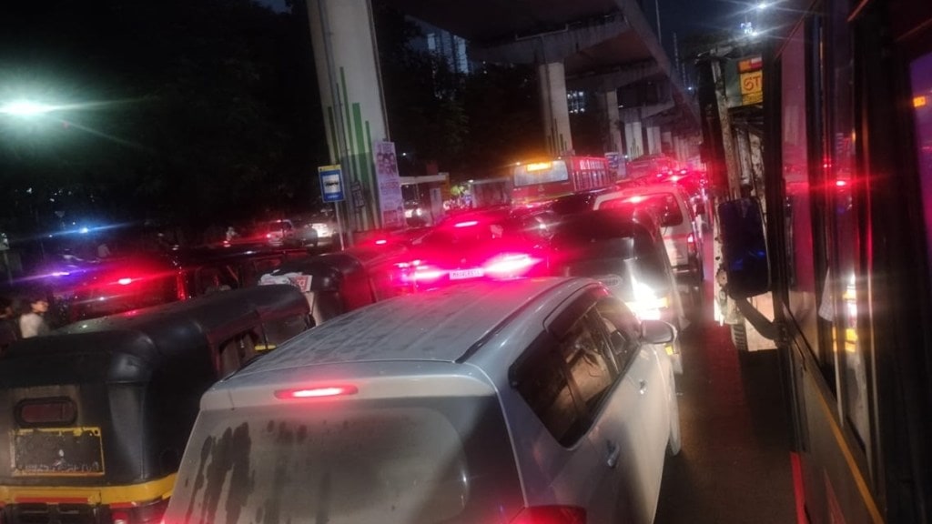 thane traffic jam loksatta news