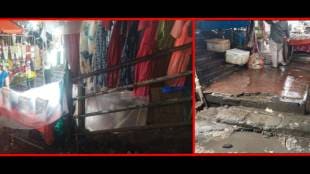 A hawker doing business by blocking the stairs in Ursekarwadi, Dombivli