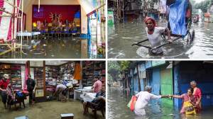 कोलकातामध्ये पावसाचा कहर; शहर ठप्प, दुकानांमध्ये पाणी साचलं, दुर्गापूजेवर संकट