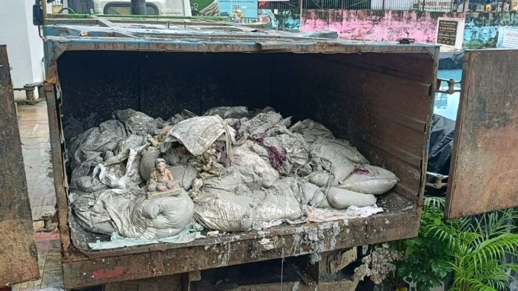 mira bhayandar ganesh idols immersed artificial ponds transported in garbage trucks