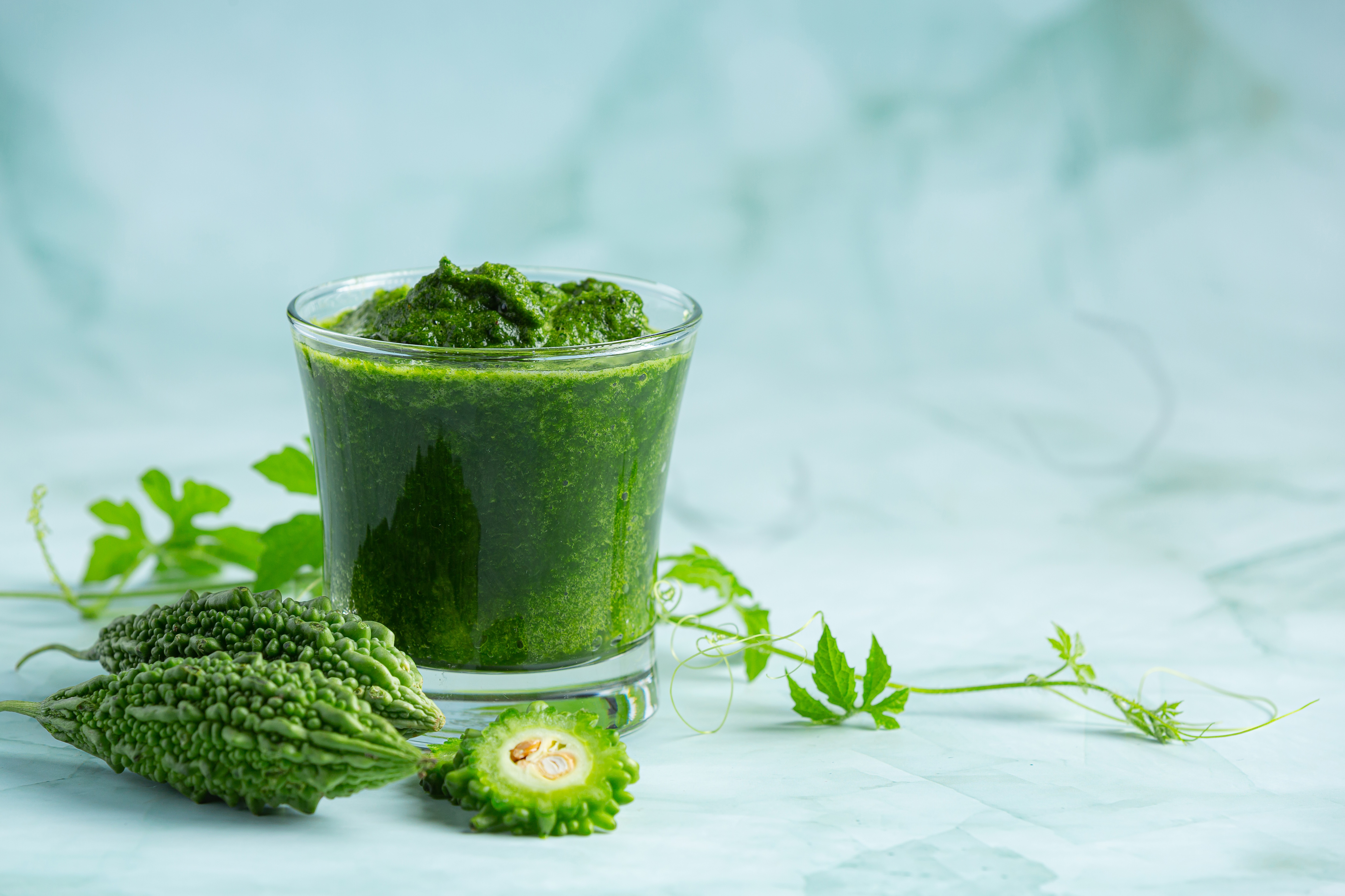 bitter gourd karela juice or neem juice
