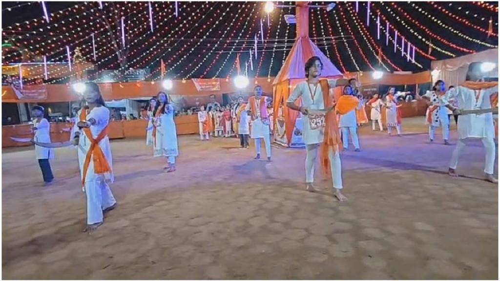 Bajrang Dal in Gondia performs Dandiya with wooden sword in Garba