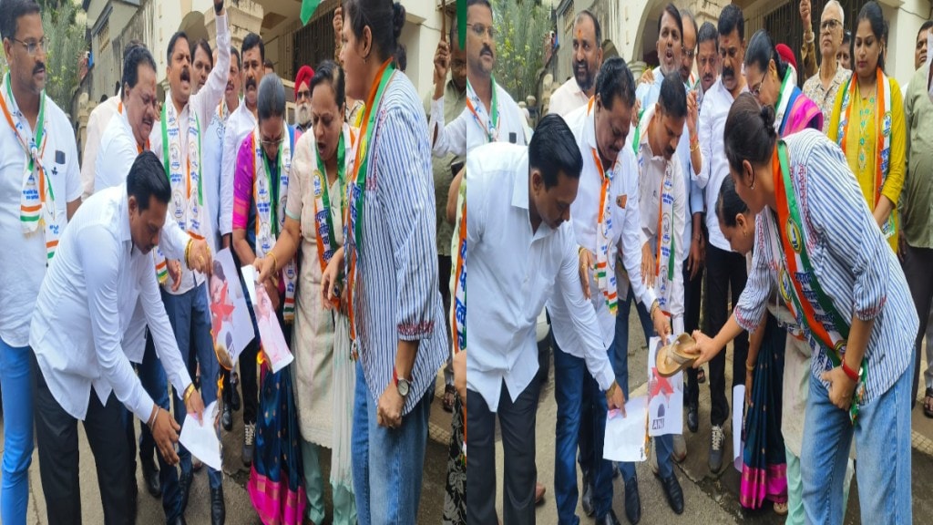 gopichand padalkar image burnt in thane ncp protest