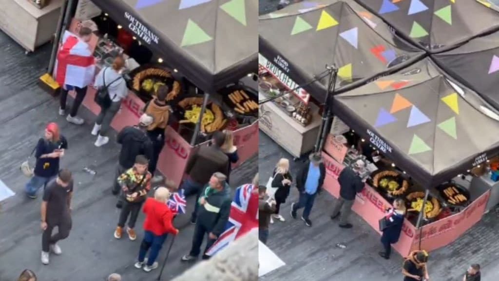 Anti-immigration protest in london protester buys onion bhaji viral video sparks debate marathi news