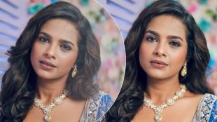 marathi actress amruta dhongde shares photos in royal blue designer look on social media