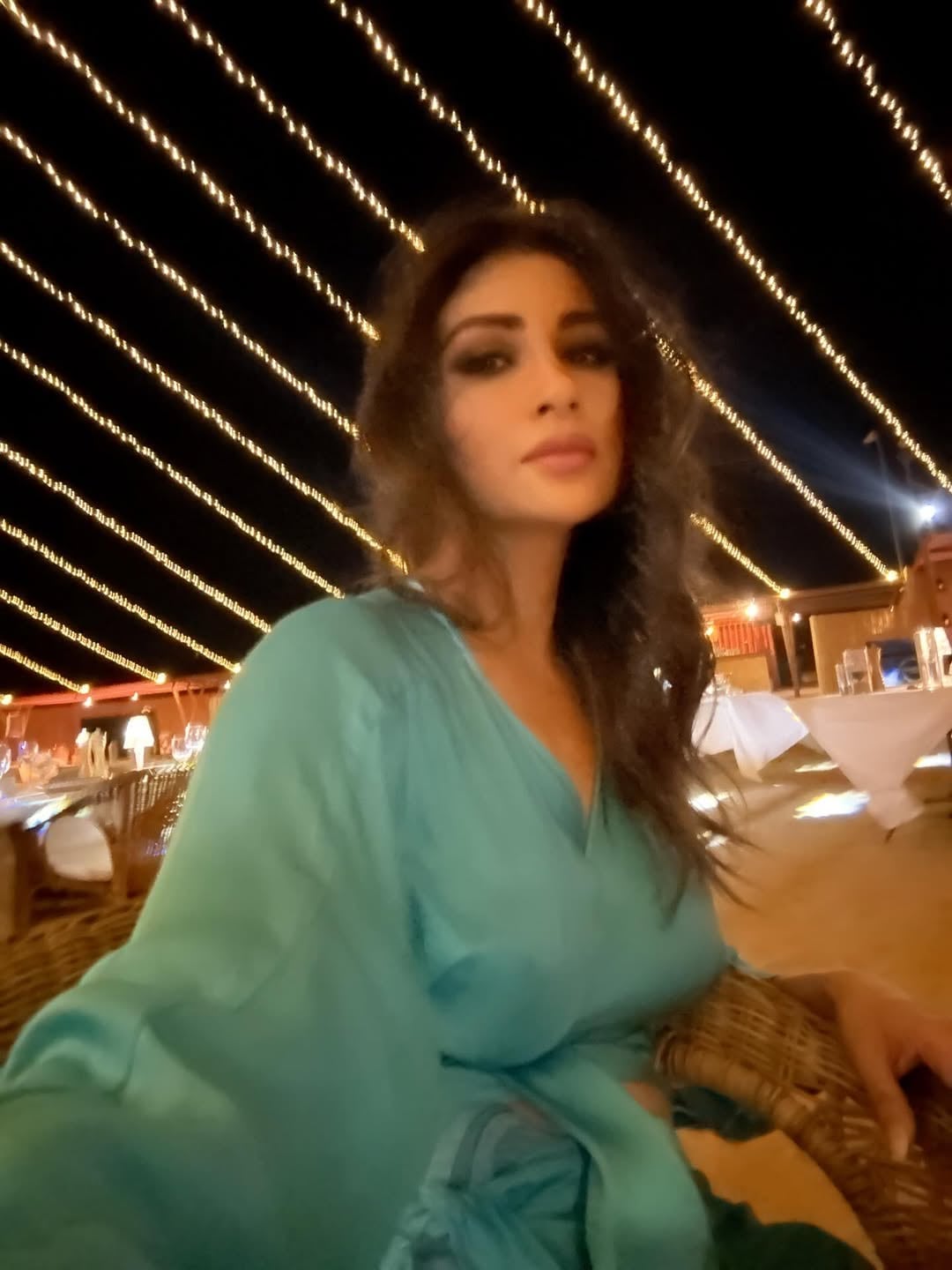 mouni roy hot blue dress dubai vacation look
