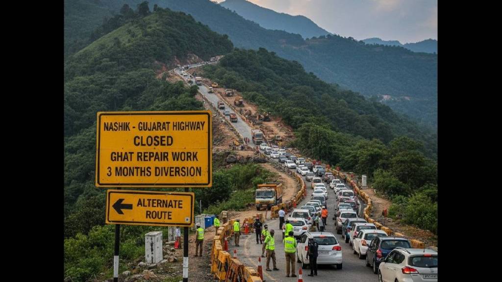Traffic closed for three months for repair work on the ghat on the highway connecting Gujarat