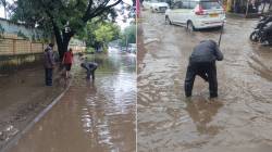 Pune Heavy Rain : साठलेल्या पाण्याचा निचरा करण्यासाठी महापालिका कर्मचारी रस्त्यावर