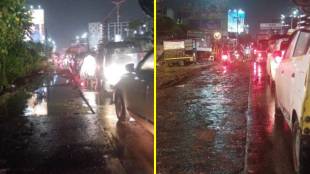 Road boundary strips stuck between Katai and Manpada Chowk on Shilphata Road