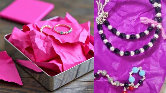 Pink paper to wrap gold-silver ornaments: 