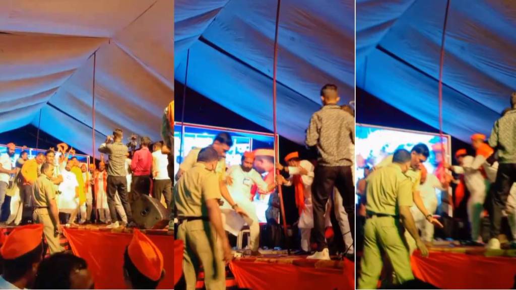stage mishap at Shinde Sena function news