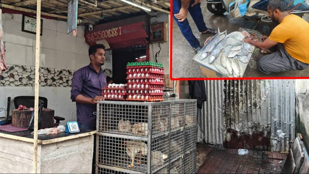 As Anant Chaturdashi ends, a large crowd of customers flock to buy non-vegetarian food