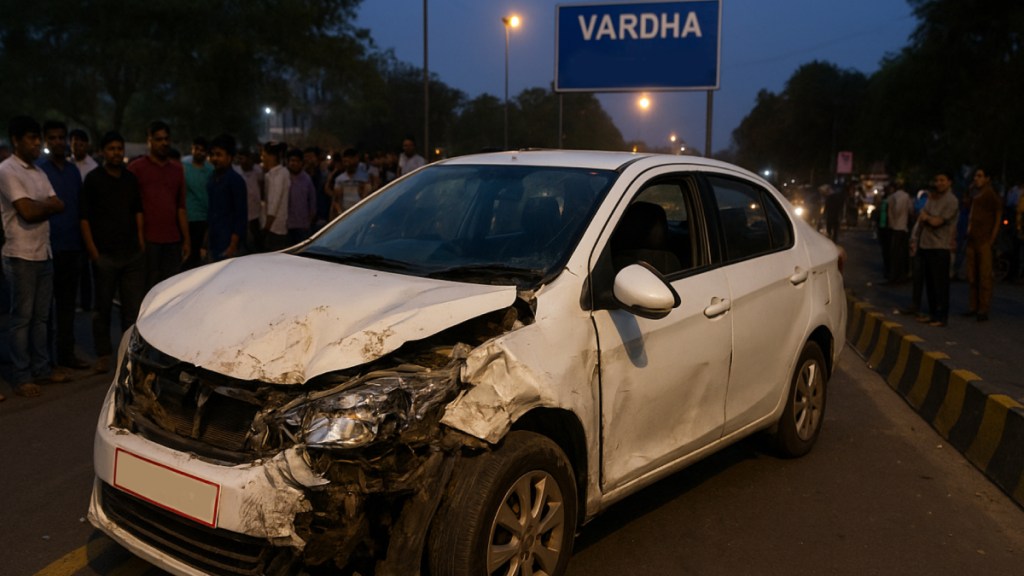 Haryana registered car involved in accident near National College of Environmental Engineering vardha Nagpur police
