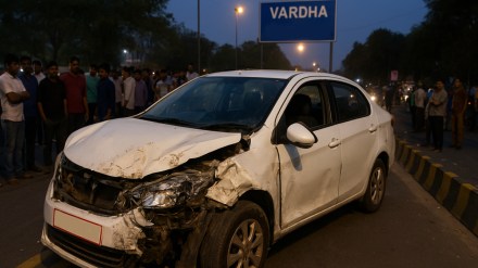 Haryana registered car involved in accident near National College of Environmental Engineering vardha Nagpur police