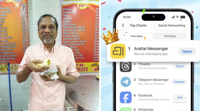 Sridhar Vembu, founder of Arattai messenger and CEO of Zoho, smiling in a rural Tamil Nadu setting.