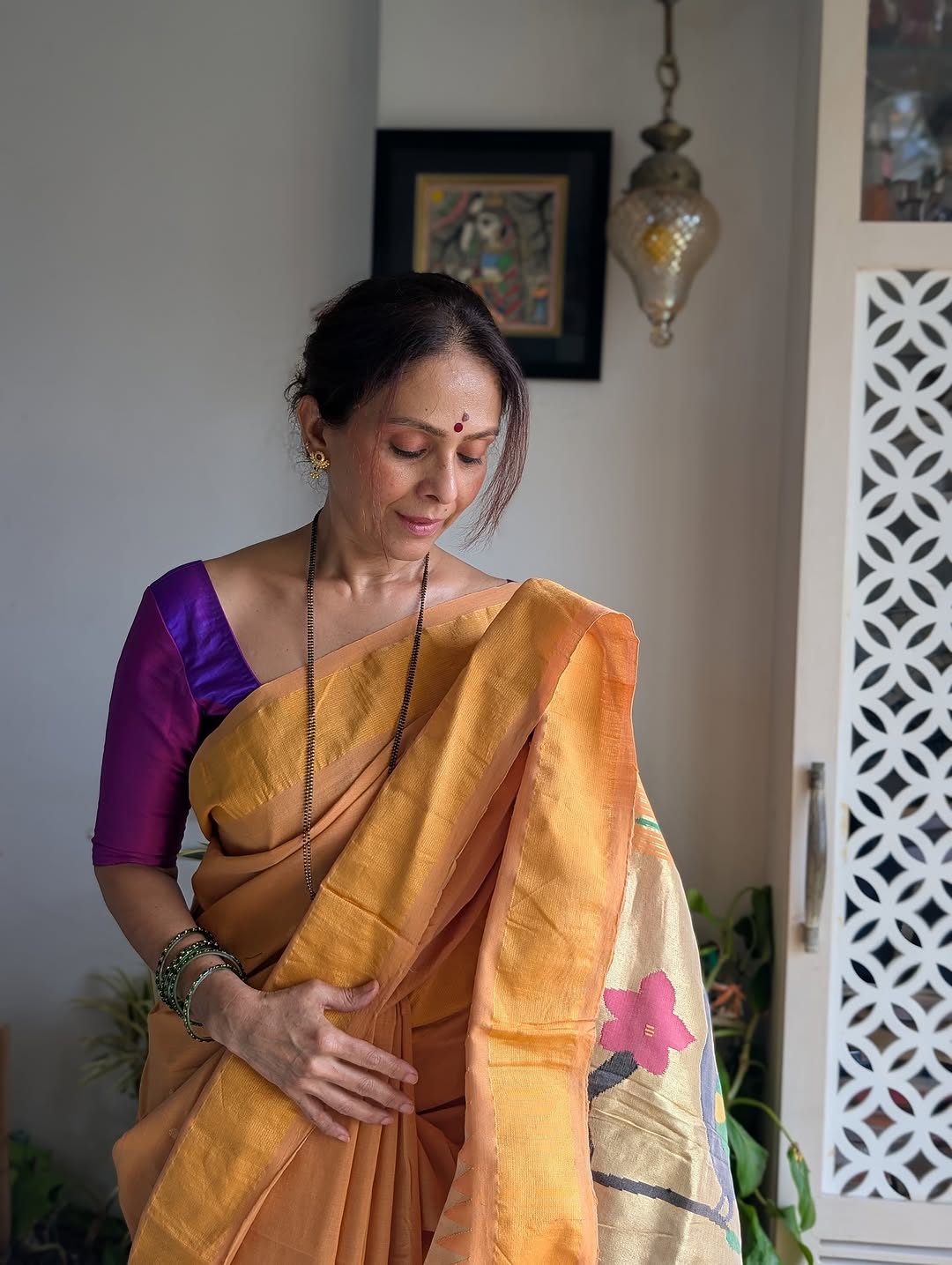 Aishwarya Narkar in green saree