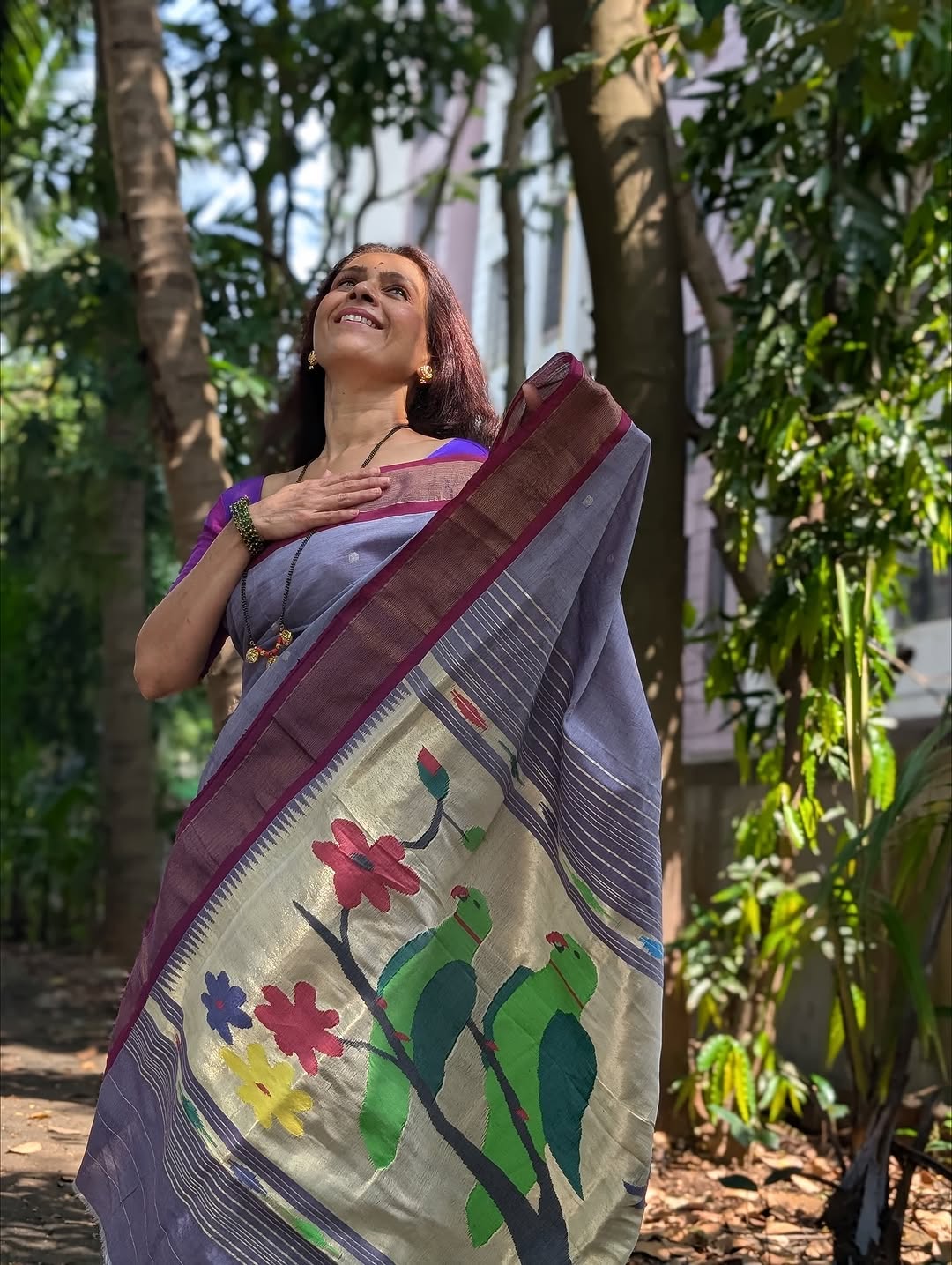 Aishwarya Narkar in green saree