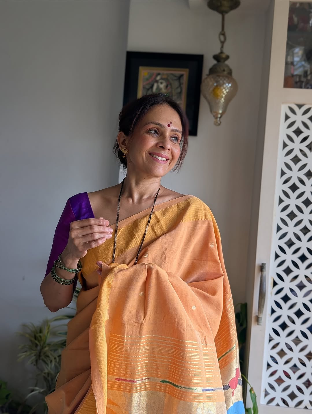 Aishwarya Narkar in green saree