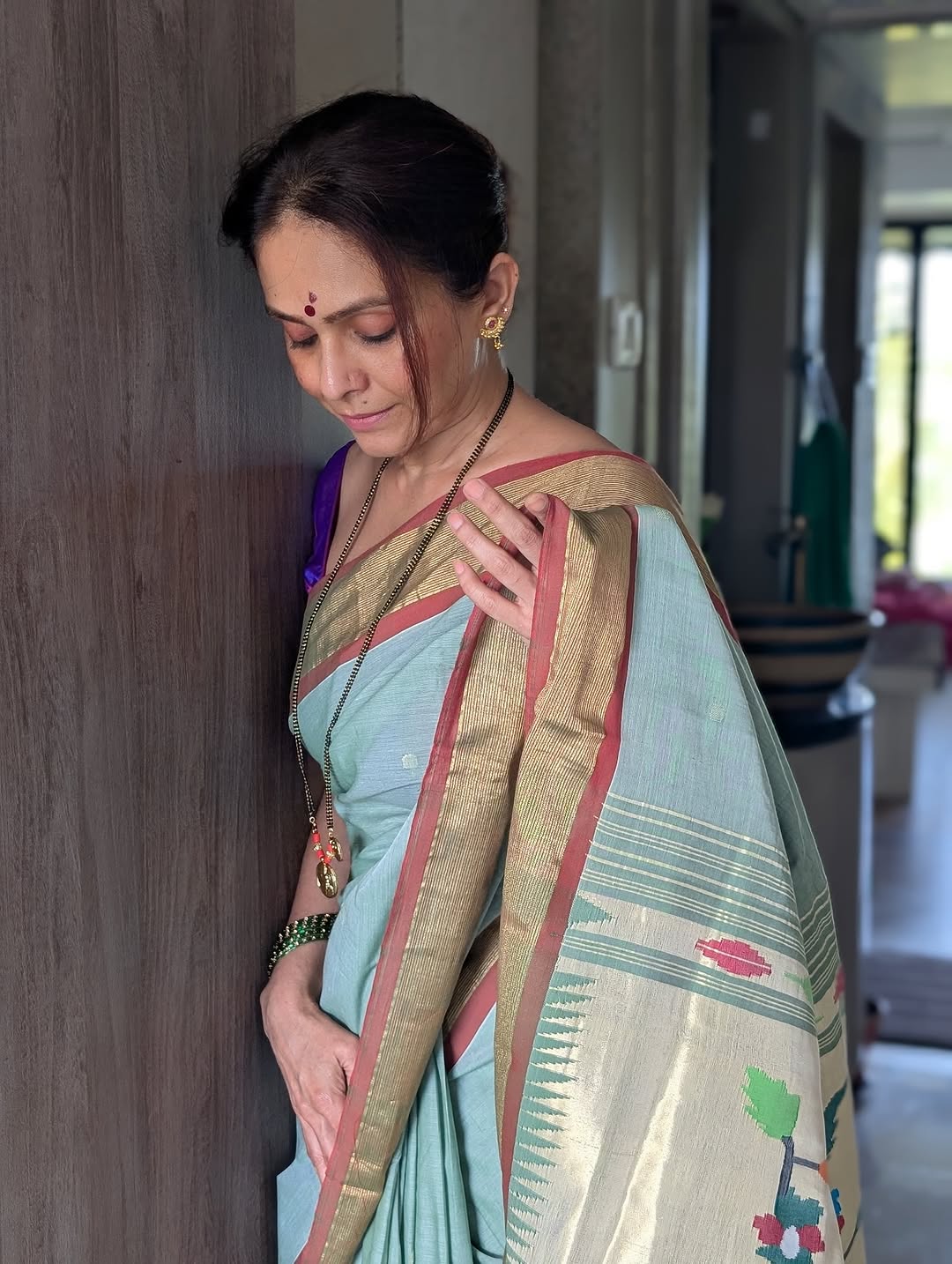 Aishwarya Narkar in green saree