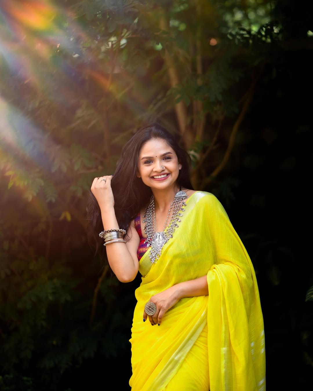 Apurva Gore Yellow Saree Look