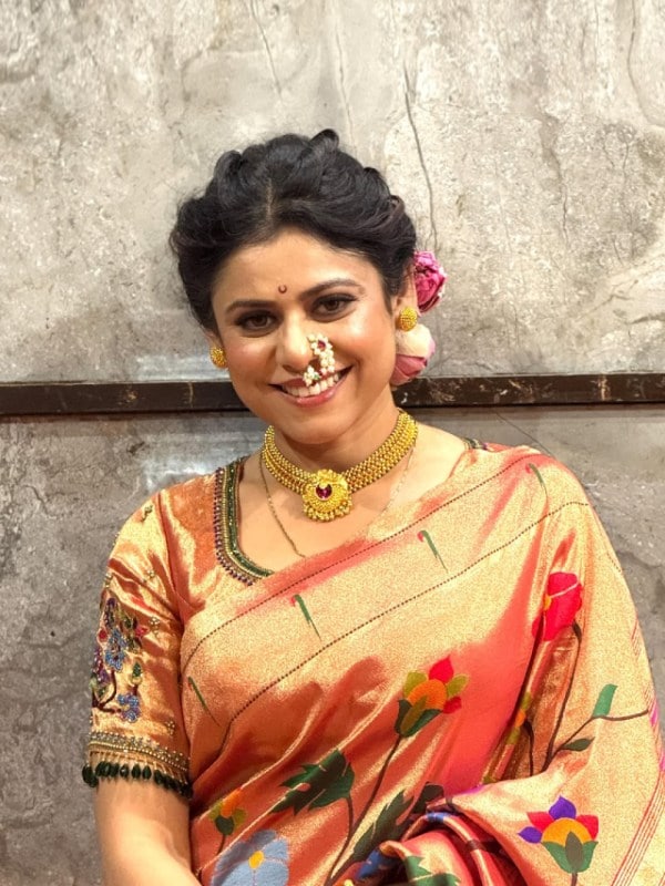 Ashvini Mahangade Golden Paithani Saree