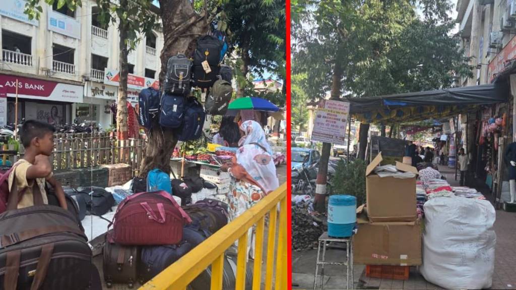 Diwali is over, but the encroachment of hawkers on the sidewalks of Boisar continues Diwali is over, but the encroachment of hawkers on the sidewalks of Boisar continues