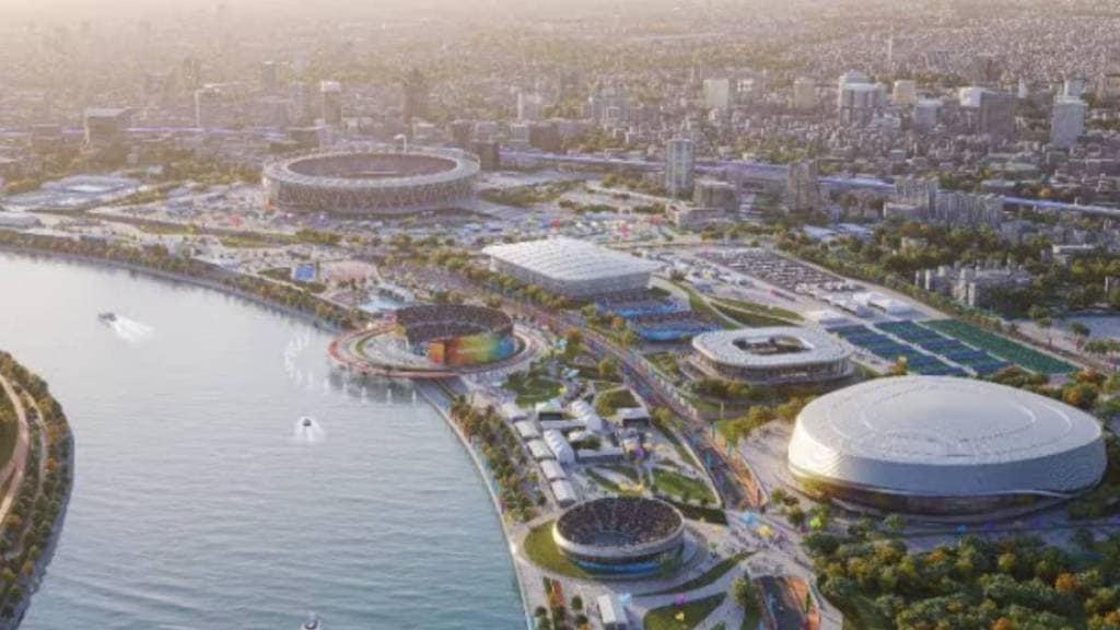An artist's impression of what the venues planned for the 2036 Olympics and the 2030 CWG in Ahmedabad would look like. (Special arrangement) An artist's impression of what the venues planned for the 2036 Olympics and the 2030 CWG in Ahmedabad would look like. (Special arrangement)