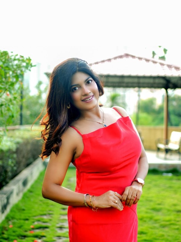 Dhanashri Kadgaonkar Red Dress Look