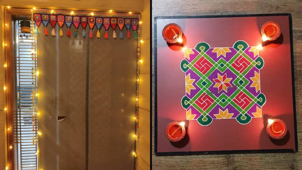 Diwali home decorations and rangoli