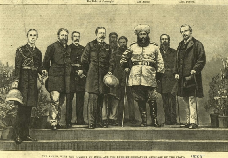 Abdur Rahman Khan in Rawalpindi, with the British viceroy of India, 1885 (Tarikh-i-Pakhtunkhwa)