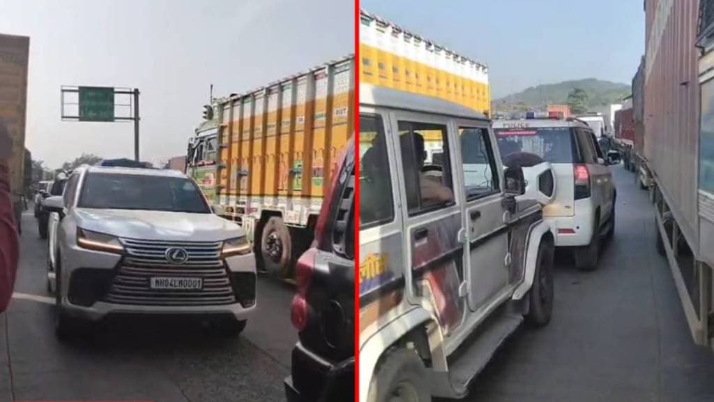 Due to traffic jam on the highway, the guardian minister drives wrong way