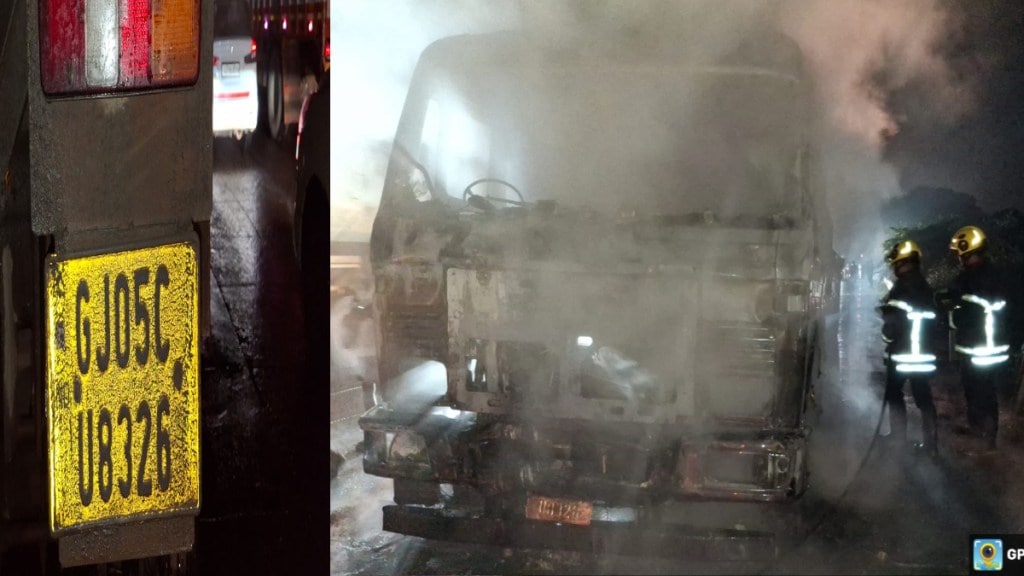 Mumbai Ahmedabad Highway truck catches fire near virar no casualties