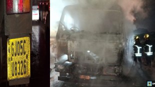 Mumbai Ahmedabad Highway truck catches fire near virar no casualties