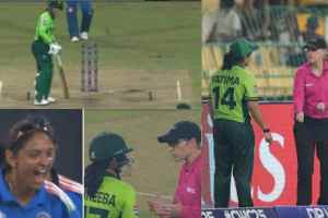 Muneeba Ali Run Out Controversy Deepti Sharma Perfect Throw Captain Fatima Clash with Umpires Video