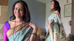 Aishwarya Narkar in green saree
