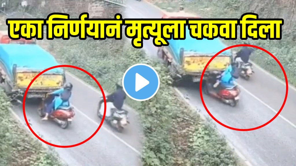 Shocking video Womans Bike Accident Video Truck Crushed A Scooter While Going Uphill