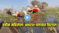 बापरे! पिसाळलेल्या हत्तीनं महिलेला अक्षरश:पाण्यात चिरडलं; बोट राईड करायला आलेल्या लोकांवर हत्तीचा हल्ला, धक्कादायक VIDEO व्हायरल