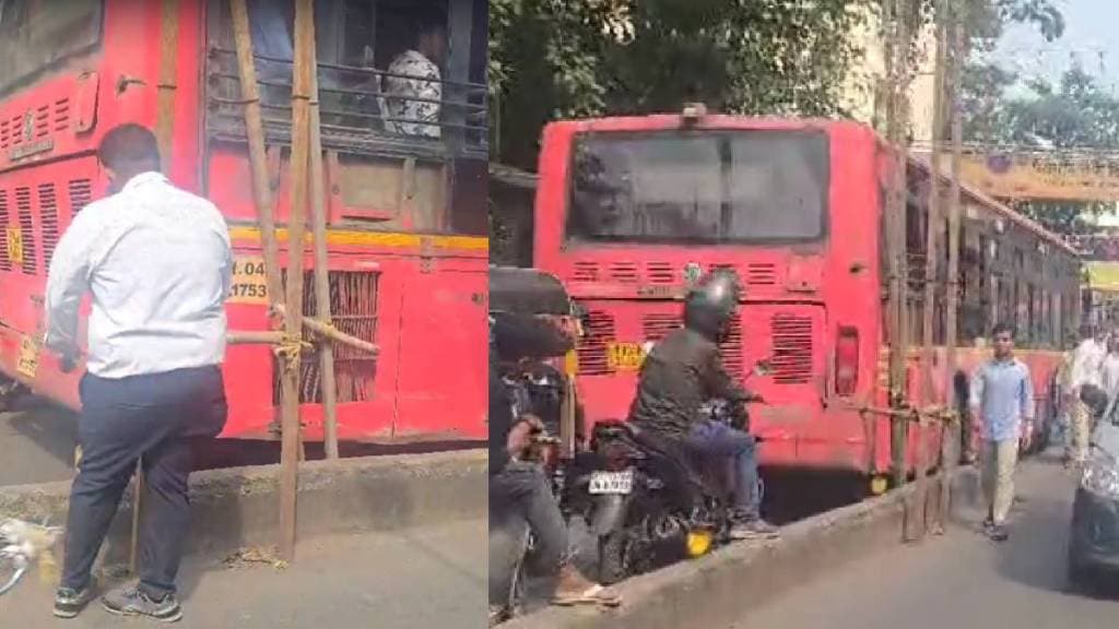 Thane TMT bus stuck in Diwali