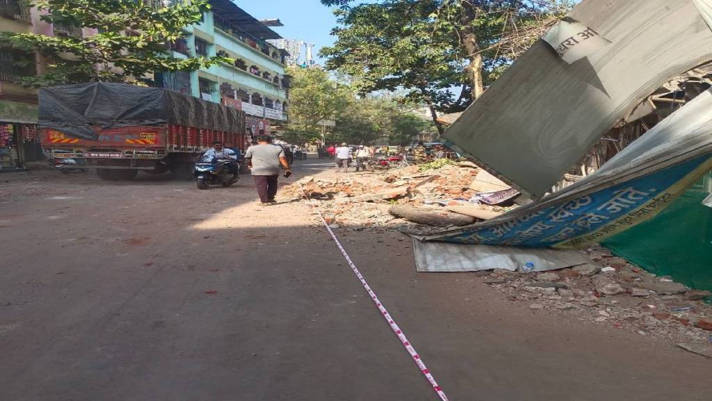 neglecting safety in bhayander demolition caused debris to fall on road