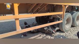 navi mumbai two wheeler riders survived after being hit by heavy container