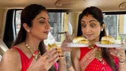Photos: शिल्पा शेट्टीचा साधा पण मजेशीर अंदाज; कारमध्येच एन्जॉय केला ‘वडापाव’!