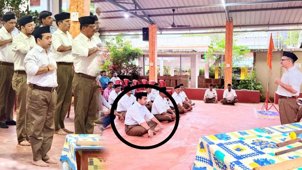 Nitesh Rane in rss uniform