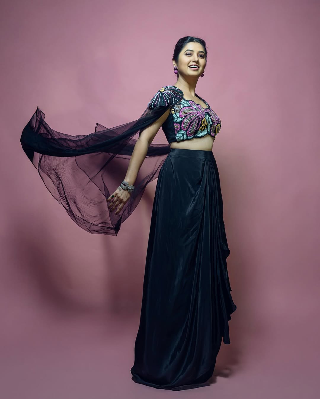 Prajakta Mali Black Lehenga Look