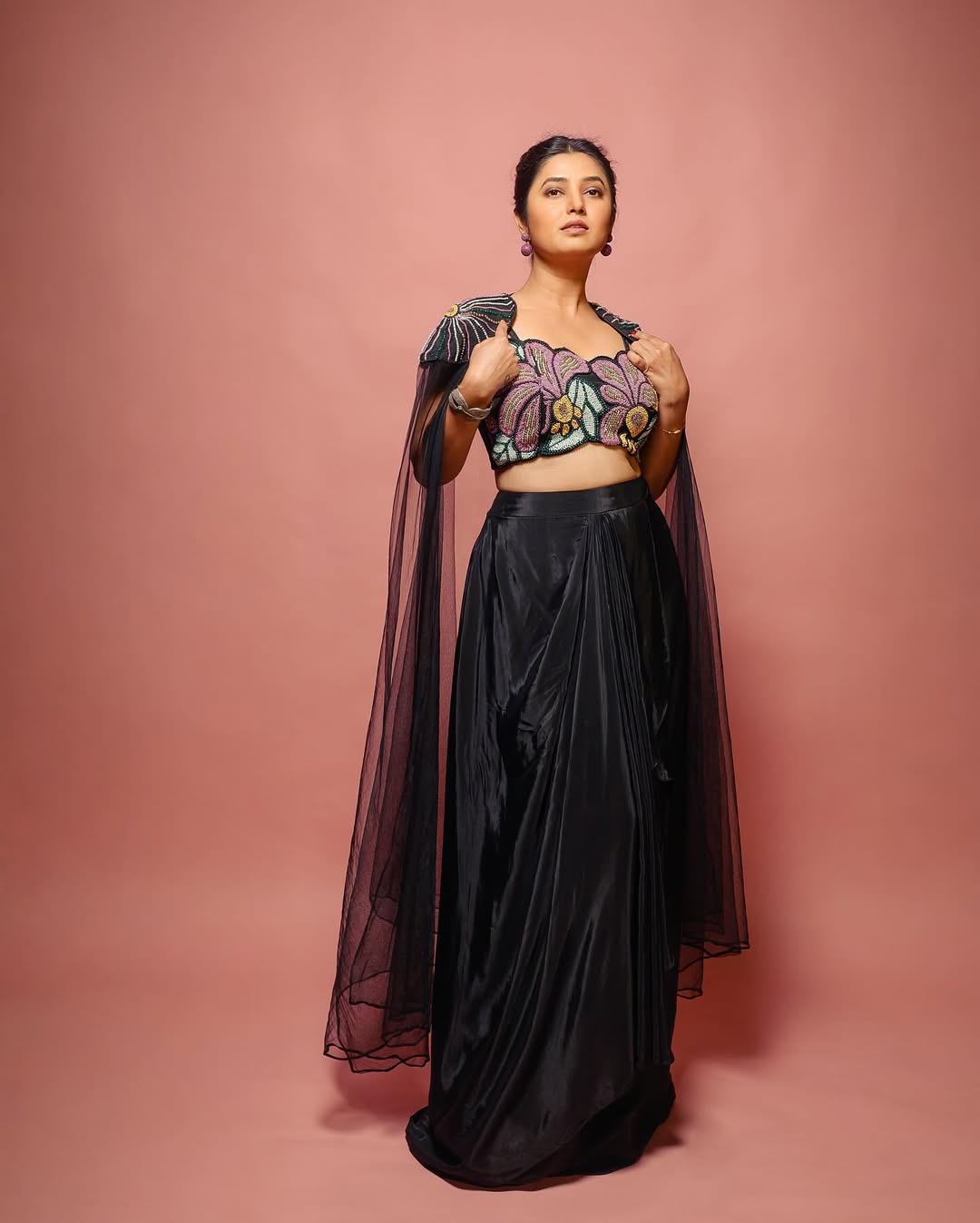 Prajakta Mali Black Lehenga Look