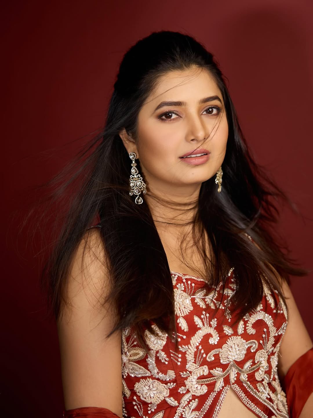 Prajakta Mali Red Sharara Dress