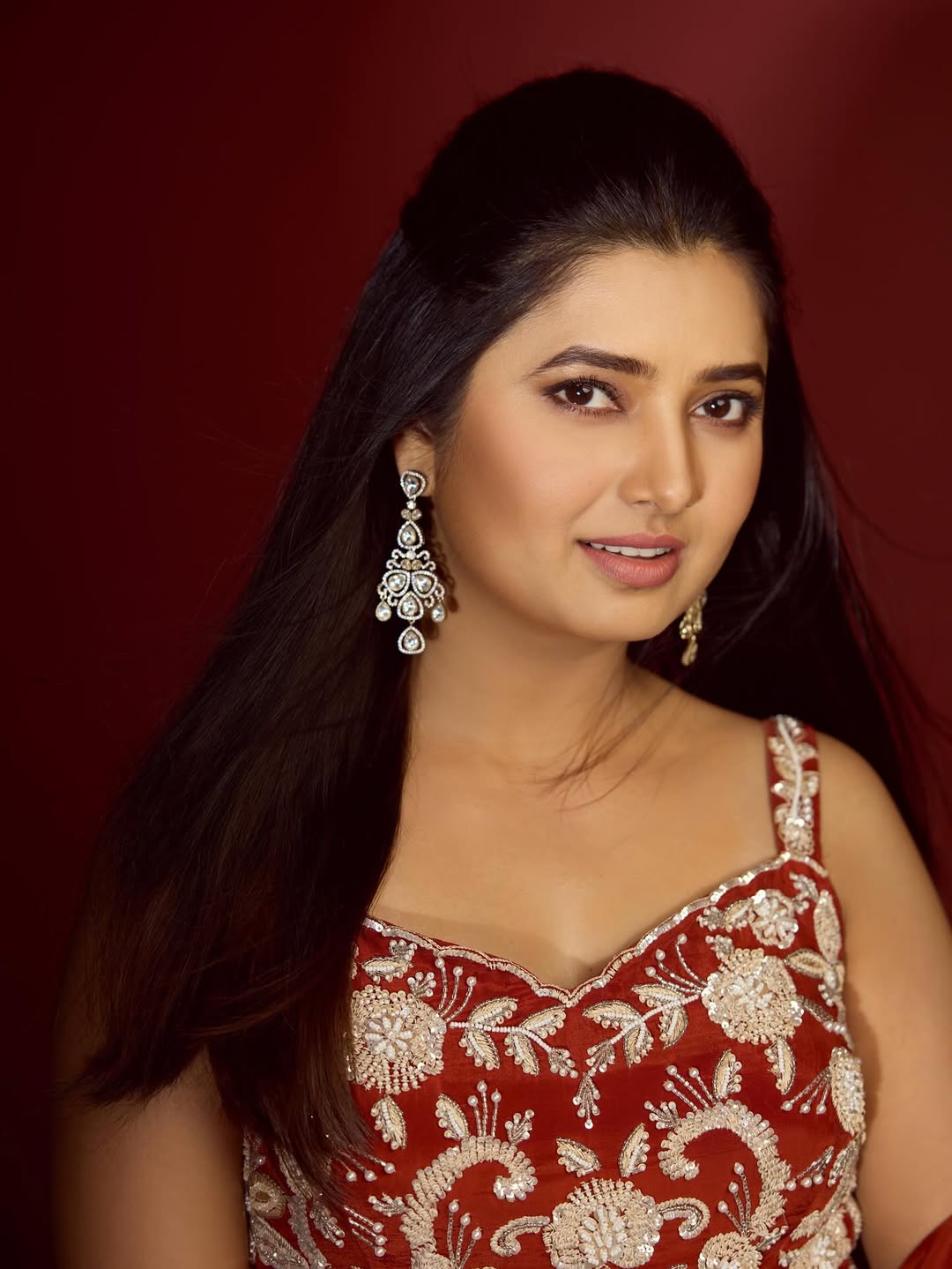 Prajakta Mali Red Sharara Dress